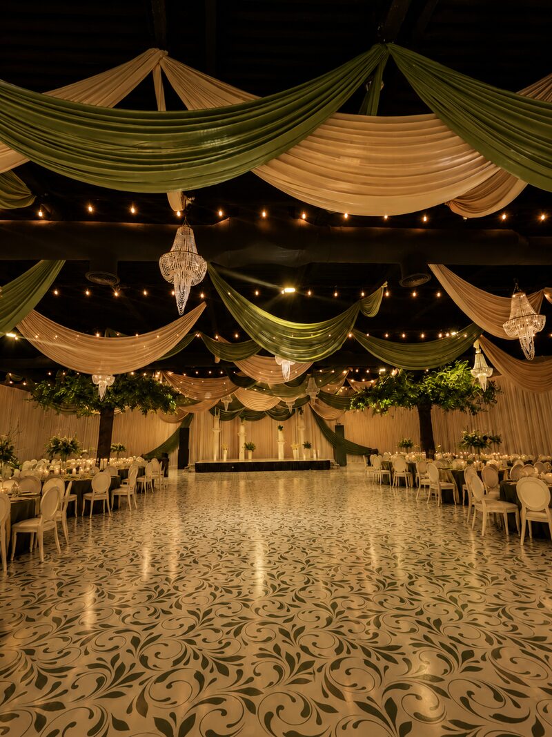 Green & Ivory Ceiling Canopy — Canadian Wall to Wall Draping